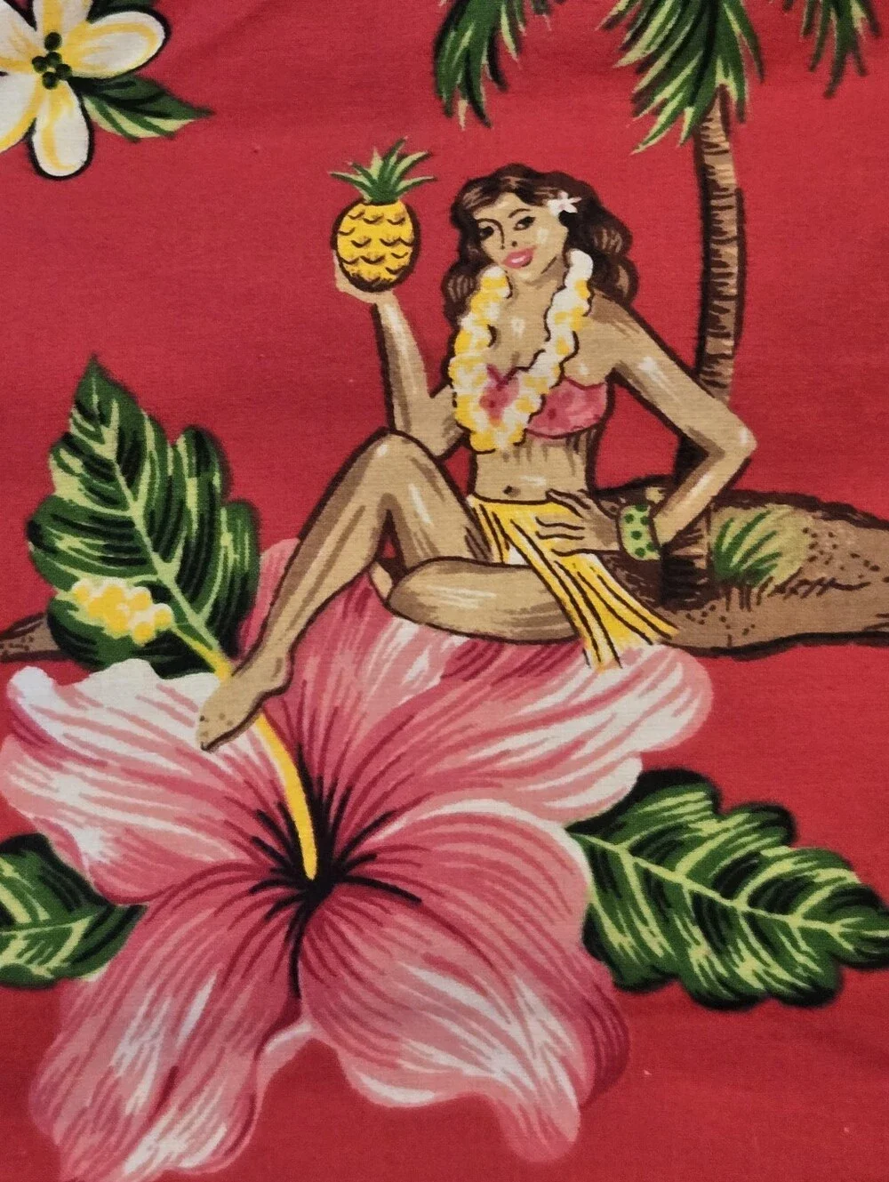 Dean Miller Heavenly Aloha Hula Girl Comforter 2 Shams Cotton Full Size